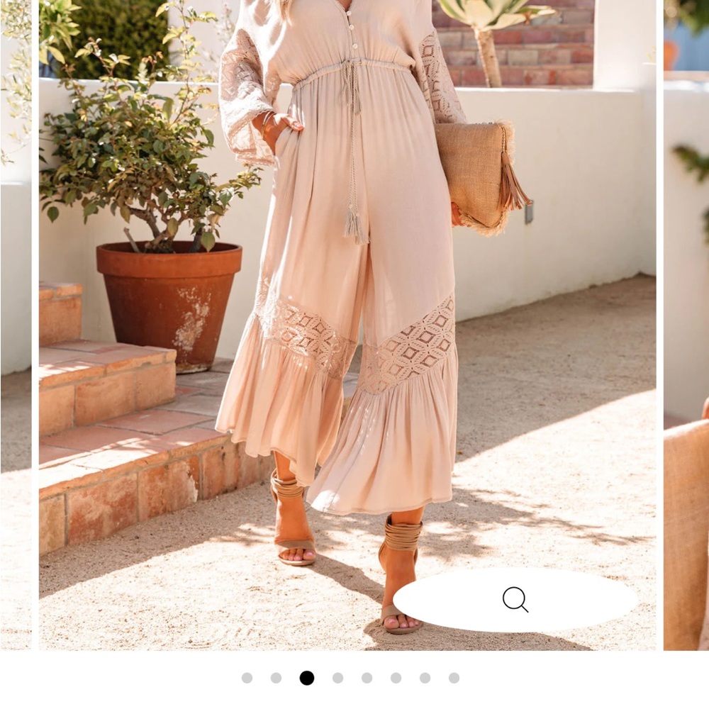 Vici - STEVIE CROCHET POCKETED ADJUSTABLE JUMPSUIT - SAND